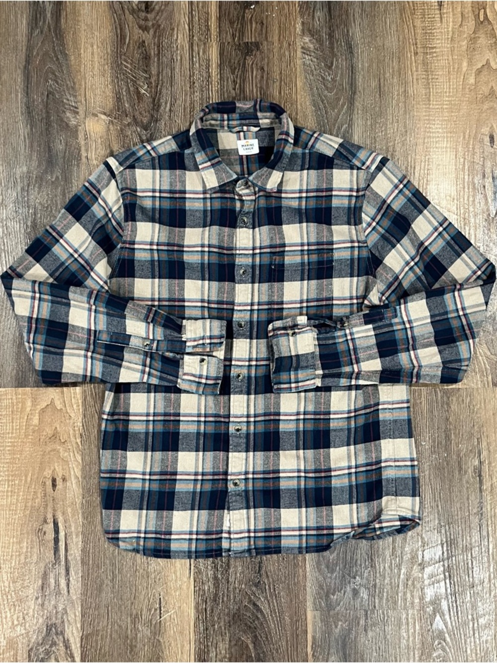 Marine Layer Shirt Mens M Plaid Flannel Button Down Surfwear Casual